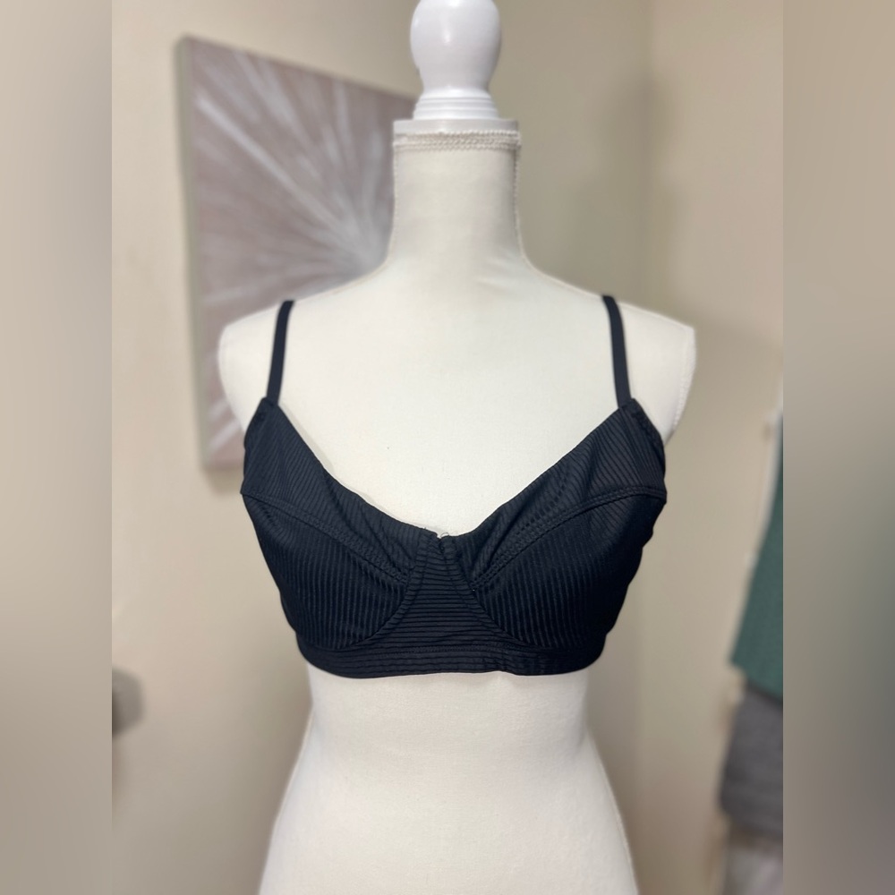 Mossimo Ribbed Black Bikini Top